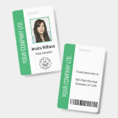 Foto, Bar, Logo, Name Grün Ausweis (Vorder- & Rückseite)