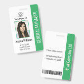 Foto, Bar, Logo, Name Grün Ausweis (Front & Back)