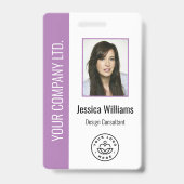 Foto, Bar, Logo, Name Lila Ausweis (Vorderseite)