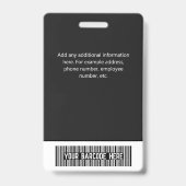 Foto-Barcode-Logo Firmenname Unternehmen Ausweis (Rückseite)