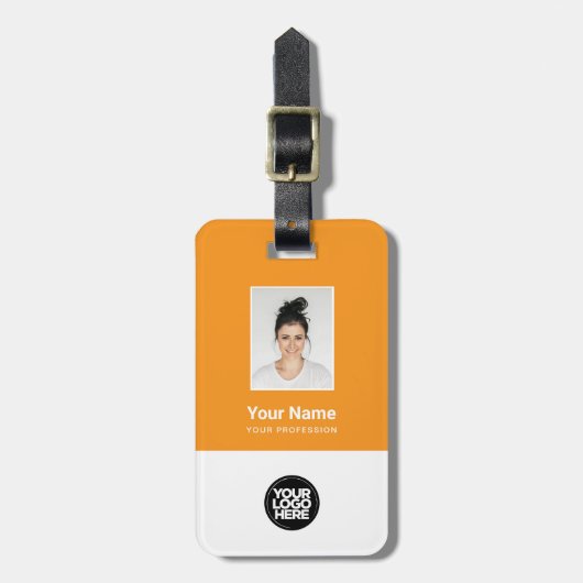 Foto, Barcode, Logo, Name des Firmenmitarbeiters Gepäckanhänger (Vorderseite vertikal)