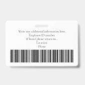 Foto-Barcode-Logos für Firmenmitarbeiter Moderne A Ausweis (Rückseite)