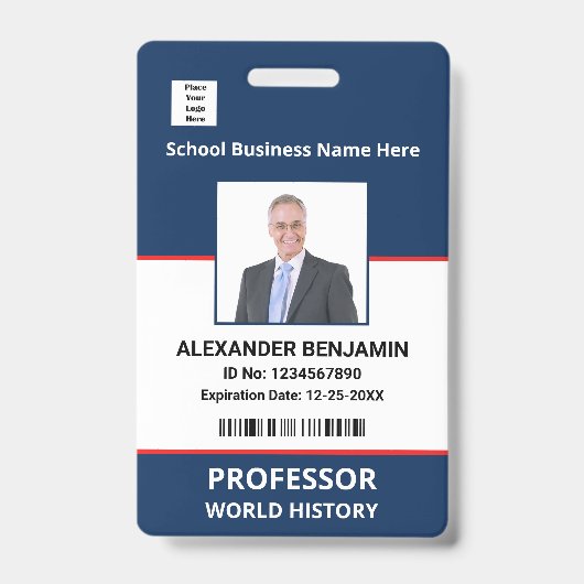 Foto-Barcode-Name-Schulmitarbeiter individuell Ausweis (Vorderseite)