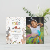 Foto Barnyard Farm 4. Geburtstag Einladung (Stehend Vorderseite)