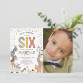 Foto Barnyard Farm 6. Geburtstag Einladung (Stehend Vorderseite)