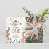 Foto Barnyard Farm Erster Geburtstag Einladung (Stehend Vorderseite)