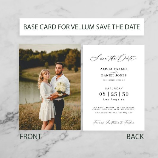 Foto Basiskarte für Vellum Hochzeit speichern Sie Save The Date