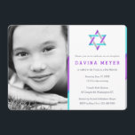 Foto Bat Mitzvah Einladungen | LILA   AQUAMARIN<br><div class="desc">Einzigartige,  moderne Foto Bat Mitzvah Einladungen. Personalisieren Sie online mit dem Foto Ihrer Tochter und den Mitzvah-Daten. Star des David Designs mit modernen lila,  aquamarinen und silbernen Akzenten.</div>