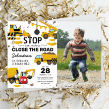 Foto-Bau-Geburtstags-Einladung für Kinder