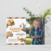 Foto Bau Lkw Geburtstag Einladung (Stehend Vorderseite)