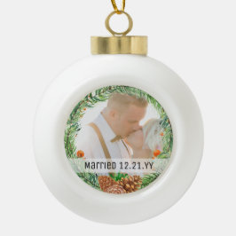 FOTO BAUBLE - Erste Weihnachten Verheiratet oder V Keramik Kugel-Ornament