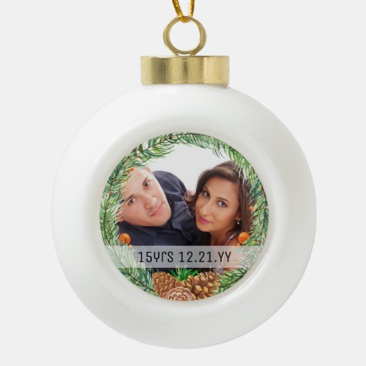FOTO BAUBLE - Xmas Hochzeit Anniversary Keepake Keramik Kugel-Ornament (Vorderseite)