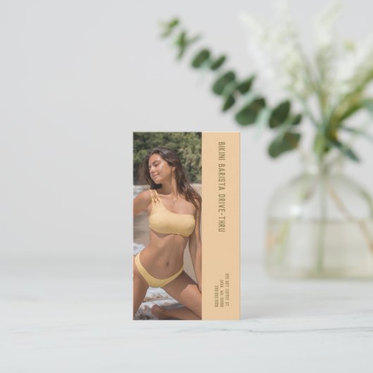 Foto Beach Bikini Barista Treuekarte (Stehend Vorderseite)
