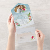 Foto Beach Hochzeit mit tropischer Blume All In One Einladung (Abreißen)
