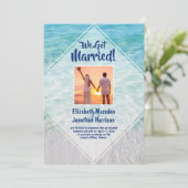 Foto Beach Just Married Ankündigung Empfang (Stehend Vorderseite)