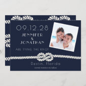 Foto Beach Nautic Rope Navy White Save The Date (Vorne/Hinten)