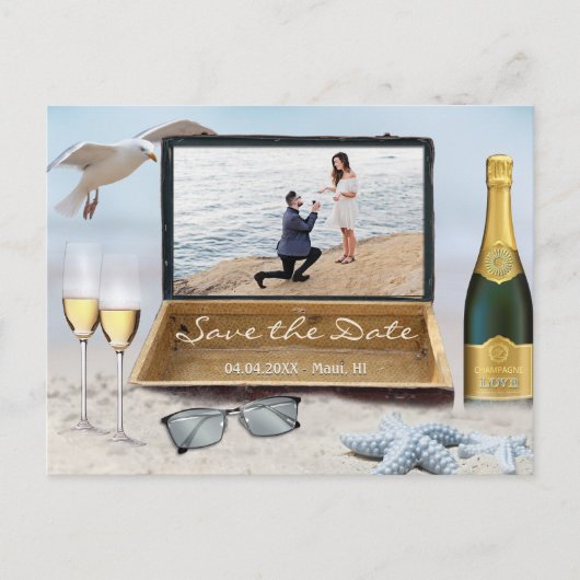Foto Beach oder Zielort Save the Date Postkarte (Vorderseite)