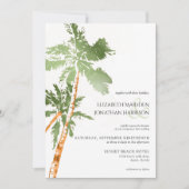 Foto Beach Palm Trees Grüne Hochzeit in Urlaubsort Einladung (Vorderseite)