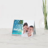 Foto Beach Palms String Lights Hochzeit Vielen Dan Dankeskarte (Vorderseite)