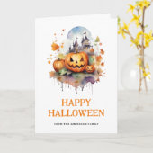 Foto Beängstigend Pumpkins Happy Halloween Karte (Gelbe Blume)