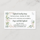 Foto-Bed and Breakfast Visitenkarte (Rückseite)