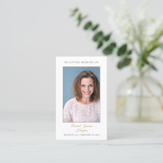 Foto Beerdigung Beileid Gedenkkarten Visitenkarte (Stehend Vorderseite)