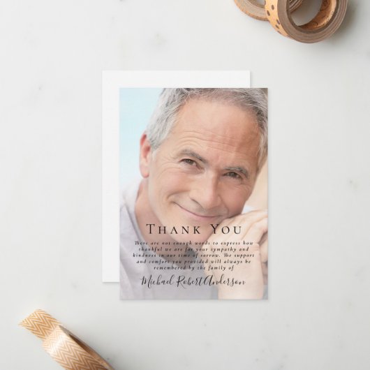 Foto Beerdigung Danke Mitteilungskarte (Vorderseite/Rückseite Beispiel)