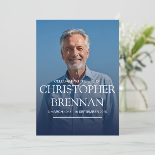 Foto Beerdigung Gedenkfeier zum Leben Einladung (Stehend Vorderseite)