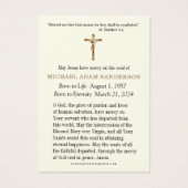 Foto Beerdigung Gedenkkarte Beileid Gebet Karte (Rückseite)