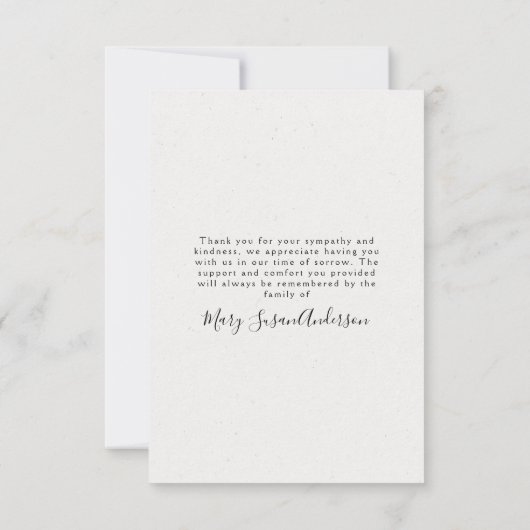 Foto-Beerdigung Gedenkkarte Dankeschön Karte (Rückseite)