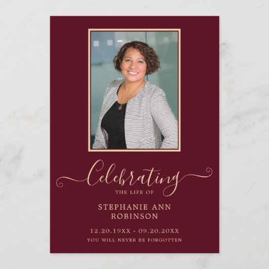 Foto Beerdigung Orden Service Burgundy Gold Programm (Vorderseite)