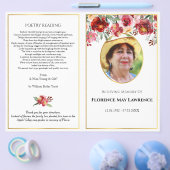 Foto Beerdigung Programm, Rot-Rosa-Rosengarland Flyer (Einzeln)