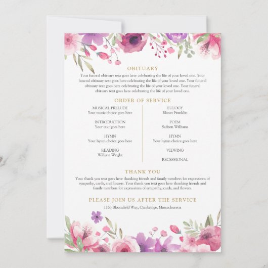 Foto-Beerdigungsauftrag Einladung (Rückseite)