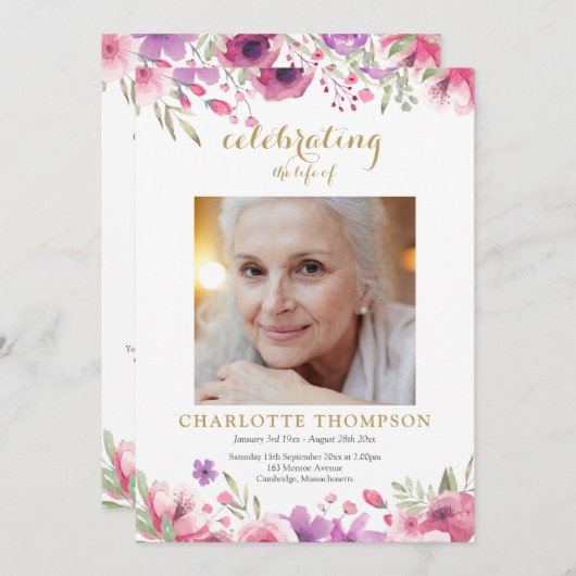 Foto-Beerdigungsauftrag Einladung (Vorne/Hinten)