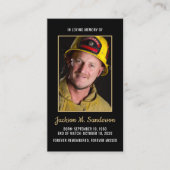 Foto-Beerdigungskarte des Feuerwehrmanns Telefonnummerkarte (Vorderseite)