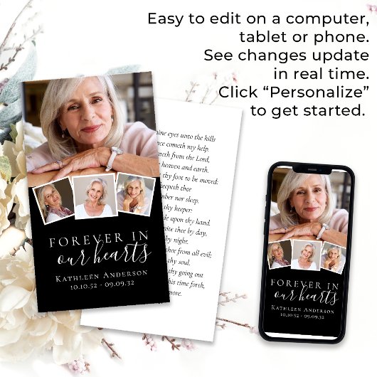 Foto Beerdigungskarte für immer in unserem Herzen
