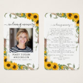 Foto-Beerdigungskarte für Sonnenblumen (Vorne & Hinten)