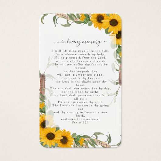Foto-Beerdigungskarte für Sonnenblumen (Rückseite)
