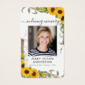 Foto-Beerdigungskarte für Sonnenblumen (Vorderseite)