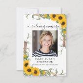Foto-Beerdigungskarte für Sonnenblumen Mitteilungskarte (Vorderseite)