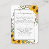 Foto-Beerdigungskarte für Sonnenblumen Visitenkarte (Vorderseite)