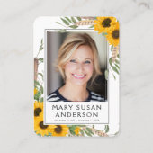 Foto-Beerdigungskarte für Sonnenblumen Visitenkarte (Rückseite)