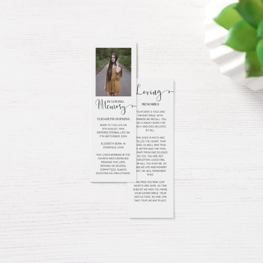 Foto-Beerdigungskarte Lesezeichen (Schreibtisch)