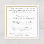 Foto-Beerdigungskarten Gebet-Karten Quadratische Visitenkarte (Rückseite)