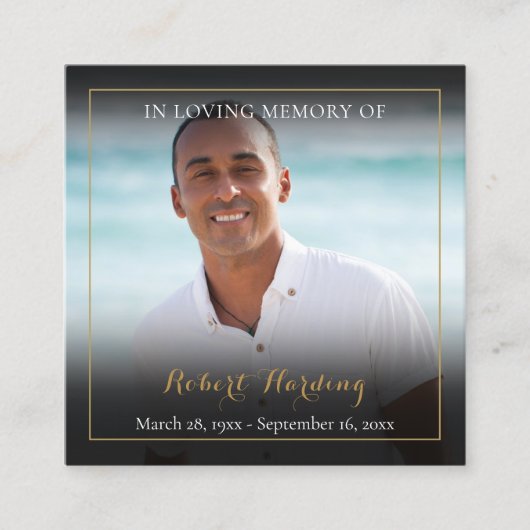 Foto-Beerdigungskarten Gebet-Karten Quadratische Visitenkarte (Vorderseite)