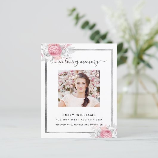 Foto-Beerdigungsprogramm für Weißes Blütensilber (Stehend Vorderseite)