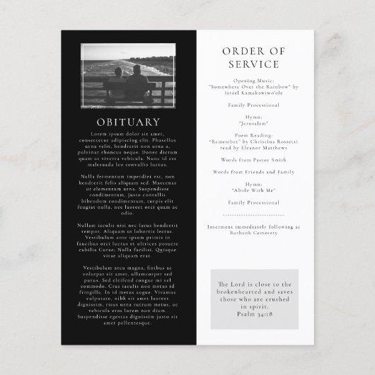 FOTO-Begräbnisprogramm für den Haushalt (Rückseite)