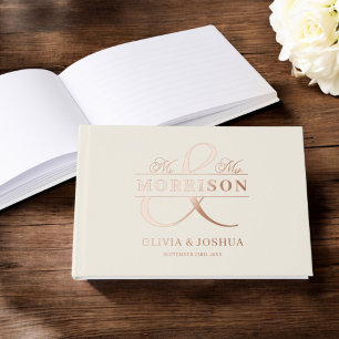 Foto Beige Elegant Wedding Rose Gold Gästebuch