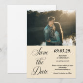 Foto Beige Minimalist Save-the-Date Save The Date (Vorne/Hinten)