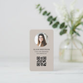 Foto-Beige-QR-Code Visitenkarte (Stehend Vorderseite)
